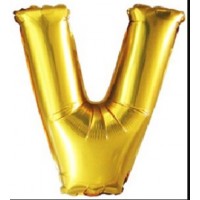 Шар (40''/102 см) Буква, V, Золото, 1 шт.
