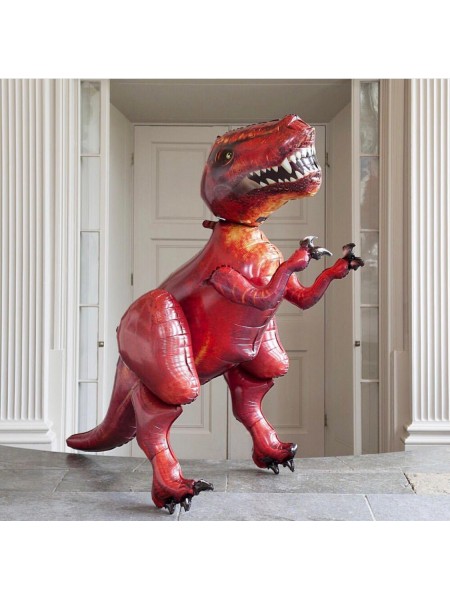 Ходячая фигура Динозавр красный с гелием