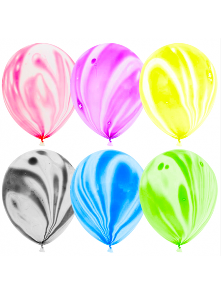 Мраморные воздушные шары с гелием Ассорти 30 см - 6 Штук