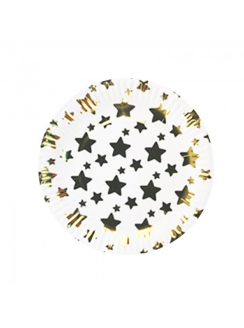 Бумажные тарелки "Большие золотые звезды"