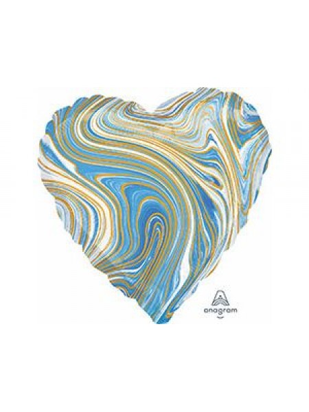 Сердце Мрамор Blue с гелием 46 см