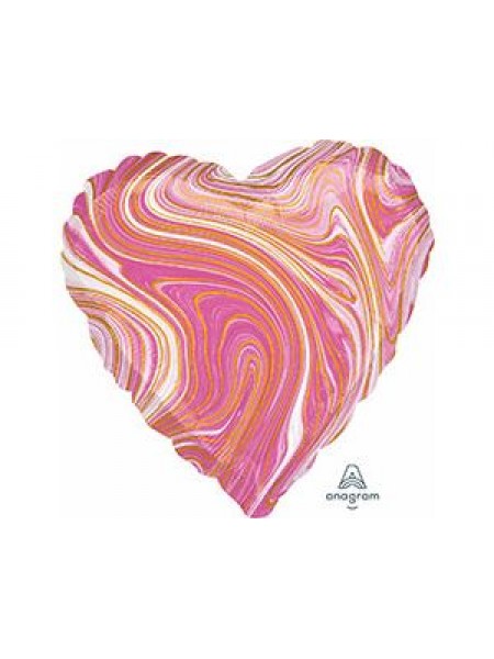 Сердце Мрамор Pink с гелием 46 см