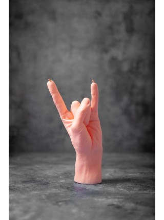 Cвеча "Rock" в форме руки (розово-лососевый цвет)