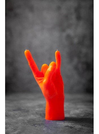 Cвеча "Rock" в форме руки (оранжевый цвет)