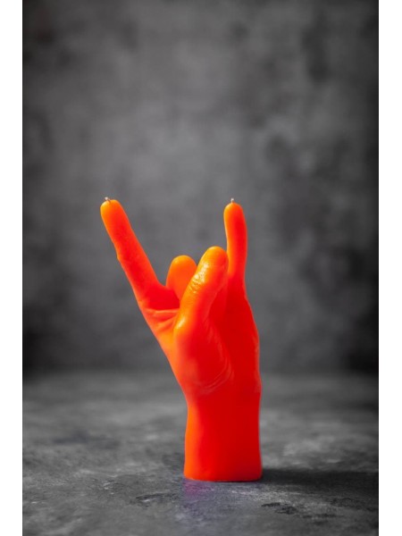 Cвеча "Rock" в форме руки (оранжевый цвет)