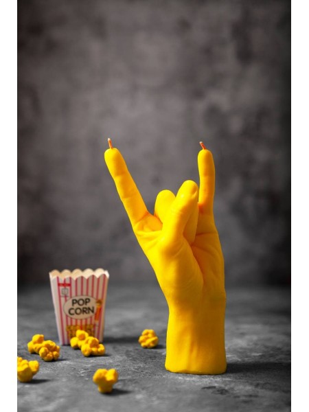 Cвеча "Rock" в форме руки (желтый цвет)