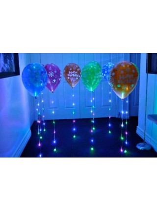 Светящиеся воздушные шары на ленте " С Днем Рождения" 1 шт