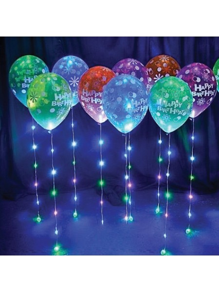 Светящиеся воздушные шары на ленте " С Днем Рождения" 1 шт